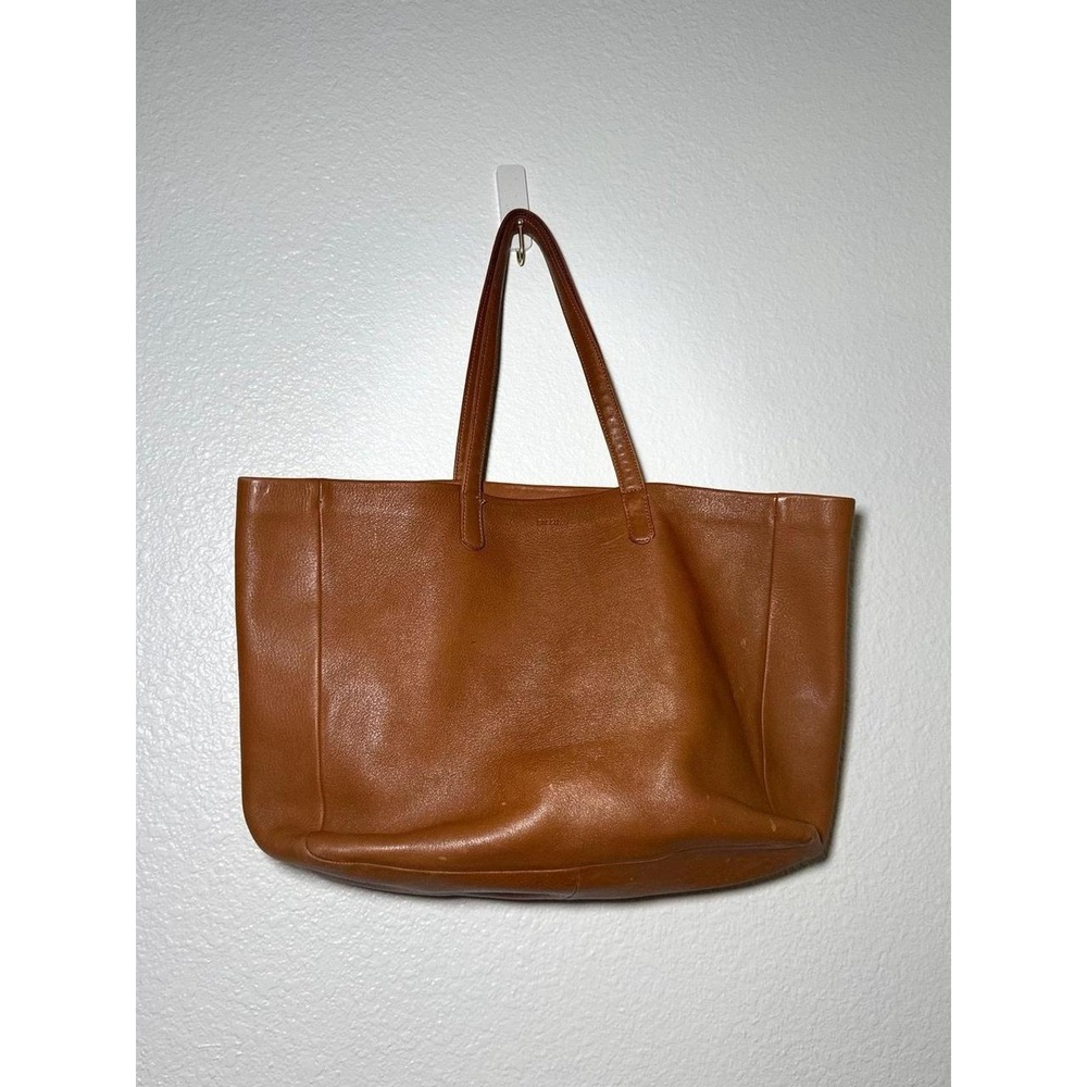 Baggu Deadstock Leather Wide Shopper Tote in Caramel - Picture 1 of 5